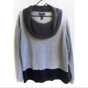 Karen Scott Cowl Neck Sweater Gray& Black Sz XL